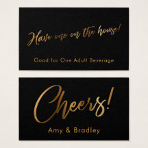 Gold auf Black Handwriting Script Drinckets