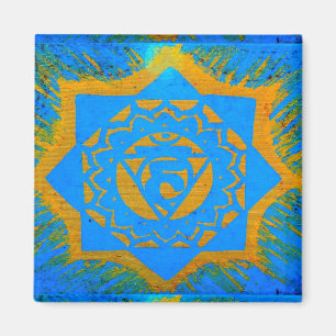 Gold auf blauem Tantrylon Magnet