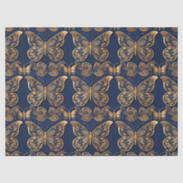Gold auf blauen Schmetterlingen Dekoupage Tissue Seidenpapier
