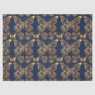 Gold auf blauen Schmetterlingen Dekoupage Tissue Seidenpapier