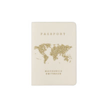 Gold auf Creme World Map Personalisiert