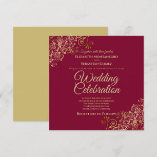 Gold auf dem Maroon Einfache Elegante Einladung