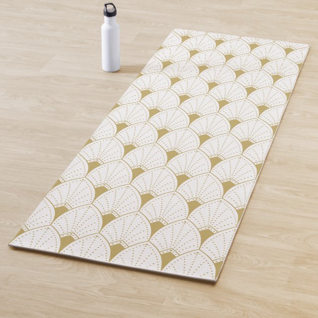 Gold auf dem White Art Deco Geometric Muster Yogamatte (Beispiel)