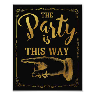 Gold Auf diese Weise Party Hochzeitszeichen verlas Fotodruck