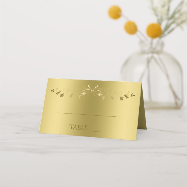 Gold auf Gold Elegante Hochzeit Platzkarte (Vorderseite)
