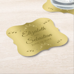 Gold auf Gold Elegante Hochzeitsempfehlung Untersetzer