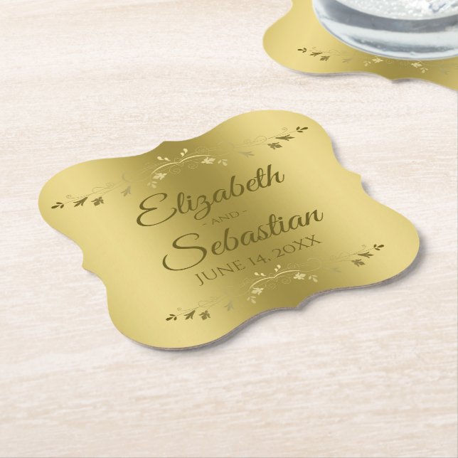 Gold auf Gold Elegante Hochzeitsempfehlung Untersetzer (angewinkelt)