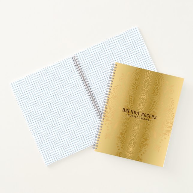Gold auf Gold Paisley Hintergrund Notizbuch (Innenseite)