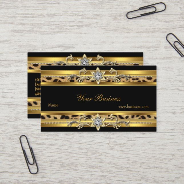 Gold auf Gold Schwarz Elegante Klasse Jewel 3 Visitenkarte (Vorderseite/Rückseite Beispiel)