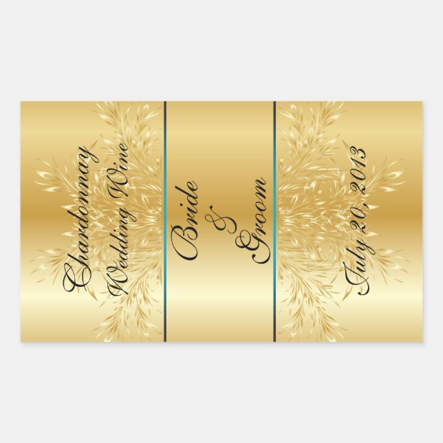 Gold auf Gold-Wedelweinetikett Rechteckiger Aufkleber (Vorderseite)