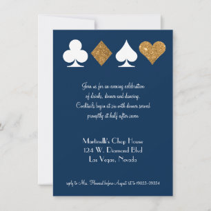 Gold auf Navy-Blau Las Vegas Hochzeitsempfang Kart Einladung