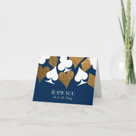Gold auf Navy Blue Las Vegas Glitzer Vielen Dank Dankeskarte