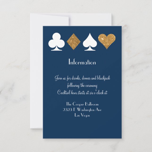 Gold auf Navy Blue Las Vegas Wedding Info Insert Einladung (Vorderseite)