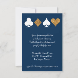 Gold auf Navy Blue Las Vegas Wedding Reception Car Einladung