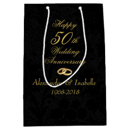 Gold auf schwarzen 50. Hochzeitstag Mittlere Geschenktüte