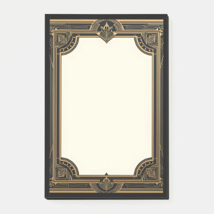Gold auf schwarzer klassischer Art Deco Post-it Klebezettel