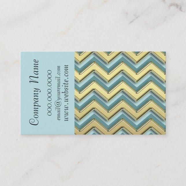 Gold auf Türkis ZigZag Muster Business Card Visitenkarte (Vorderseite)