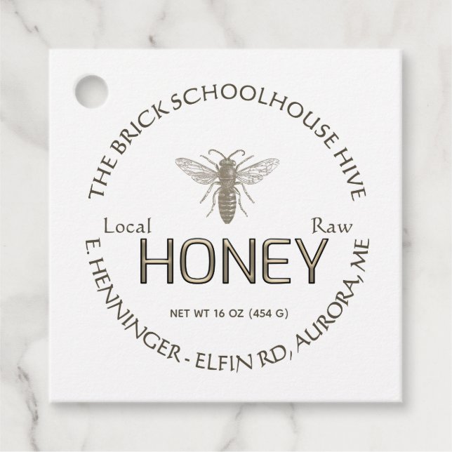 Gold auf Weiß oder Kraft Honig und Nährstoffe Fakt Geschenkanhänger (Vorderseite)