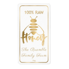 Gold auf weißem 100%igem Roh Honey Bee Label