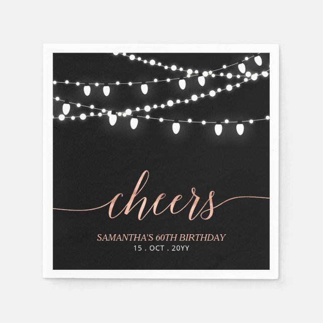 Gold aus Schwarz und Rose | Elegante Erwachsene Ge Serviette (Vorderseite)