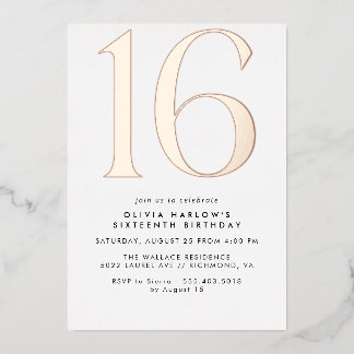 Gold aus Weiß und Rose | Moderner Minimal 16. Gebu Folieneinladung