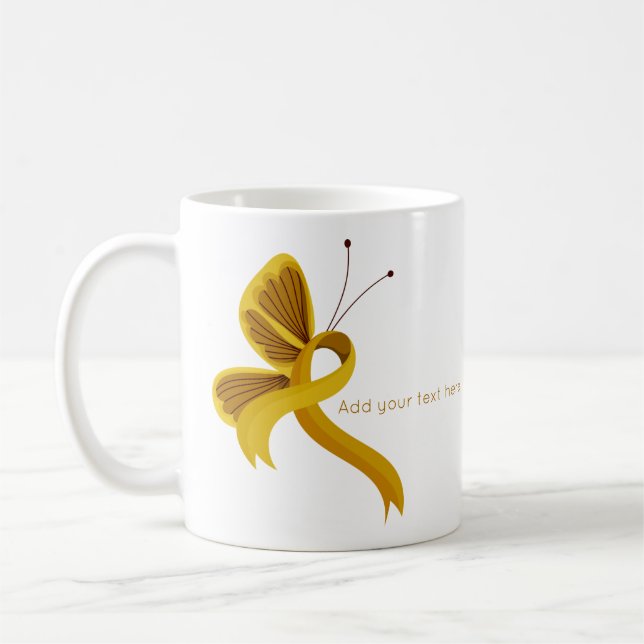Gold Awareness Ribbon Butterfly Kaffee Tasse (Links)