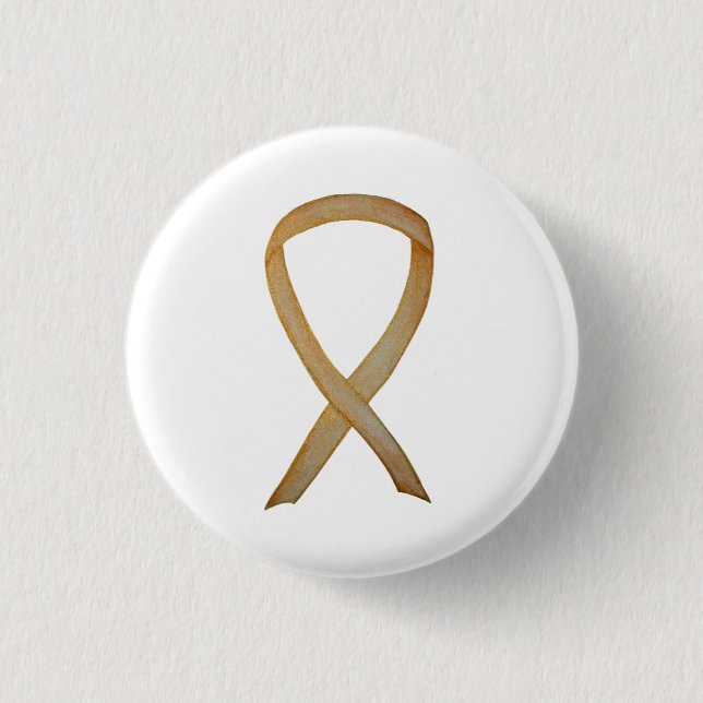 Gold Awareness Ribbon Custom Art Button (Vorderseite)