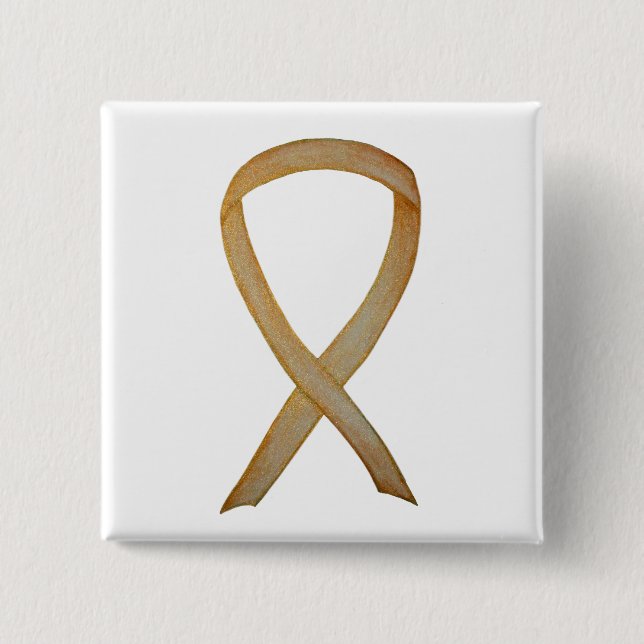 Gold Awareness Ribbon Custom Art Button (Vorderseite)