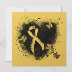 Gold Awareness Ribbon Grunge Herz