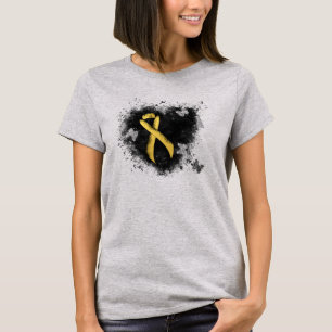 Gold Awareness Ribbon Grunge Herz T-Shirt