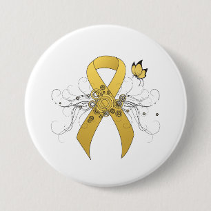 Gold Awareness Ribbon mit Butterfly Button