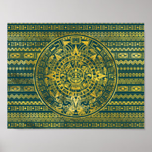 Gold Azteken Inka Maya Kalender Poster