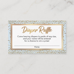 Gold, Baby Blue Konfetti-Windel-Raffle-Ticketkarte Begleitkarte