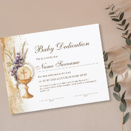 Gold Baby Dedication Certificate, Taufen