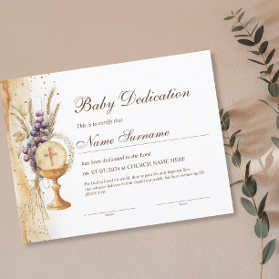 Gold Baby Dedication Certificate, Taufen