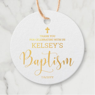 Gold Baby Girl Baptisse Foil Favor Tags