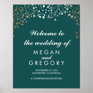 Gold Baby's Breath Affiche de bienvenue Mariage Tu