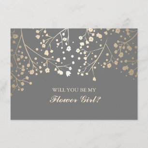 Gold Baby's Breath Hochzeit Blumenmädchen Einladun Einladung