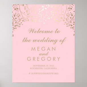 Gold Baby's Breath Hochzeit Willkommensschild Post Poster