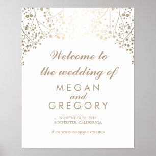 Gold Baby's Breath Hochzeit Willkommensschild Post Poster