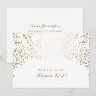 Gold Baby's Breath Hochzeits-Blumenmädchen-Einladu Einladung