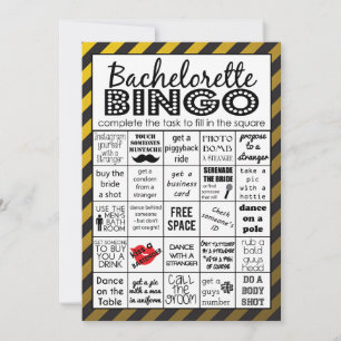 Gold Bachelorette Bingo, Party Game, Challenge Einladung