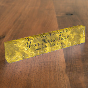Gold Background - Anpassbare Schreibtisch-Namenssc Namensplakette