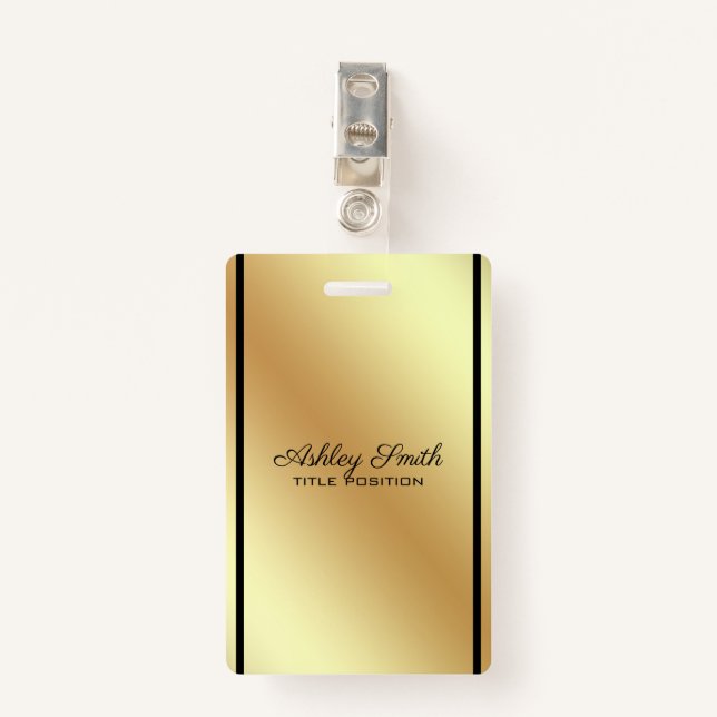 Gold Background Black Stripe Ausweis (Vorderseite mit Klammer)
