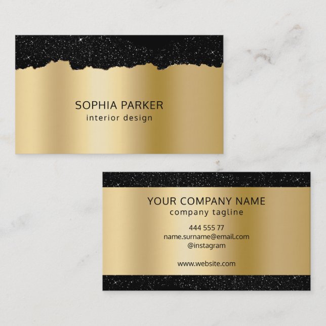 Gold Background White Spark Visitenkarte (Vorne/Hinten)