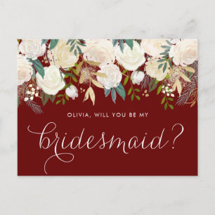 Gold Bale Peonoral werden Sie meine Bridesmaid sei Einladungspostkarte