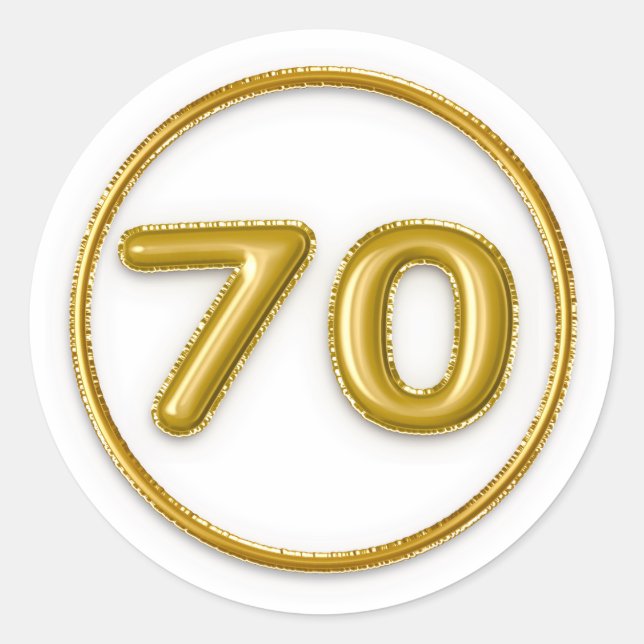 Gold Ballon Nummer 70 Rundaufkleber Runder Aufkleber (Vorderseite)