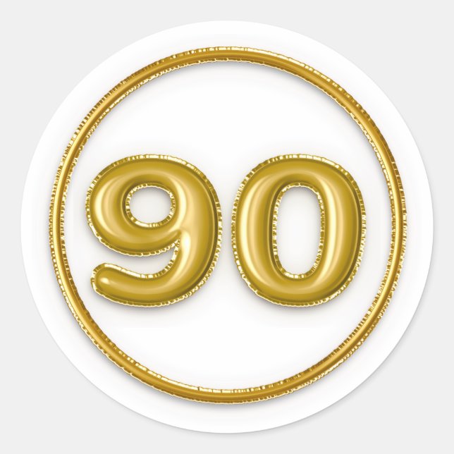 Gold Ballon Nummer 90 Rundaufkleber Runder Aufkleber (Vorderseite)