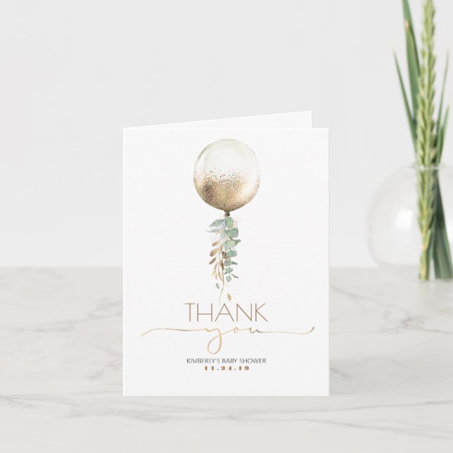 Gold Balloon Baby Dusche Vielen Dank Dankeskarte (Vorderseite)