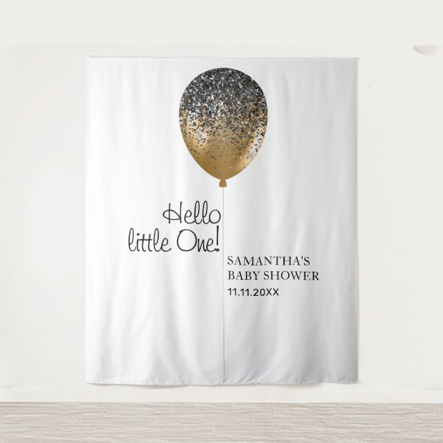 Gold Balloon Baby Shower Celebration backdrop Wandteppich (Vorderseite)